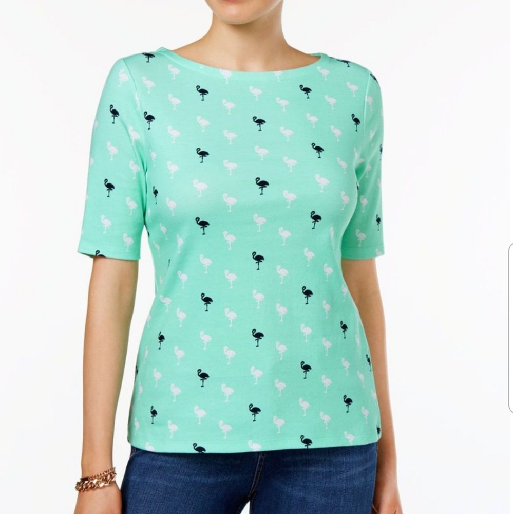 Charter Club 100% Pima Cotton Boat Neck Top